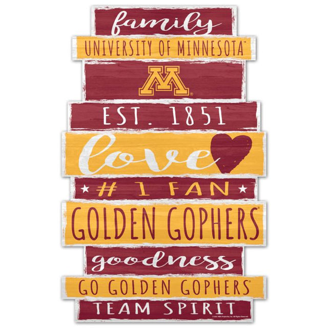 Letrero de madera con la palabra Minnesota Golden Gophers, 11" x 17", 1/4" de grosor