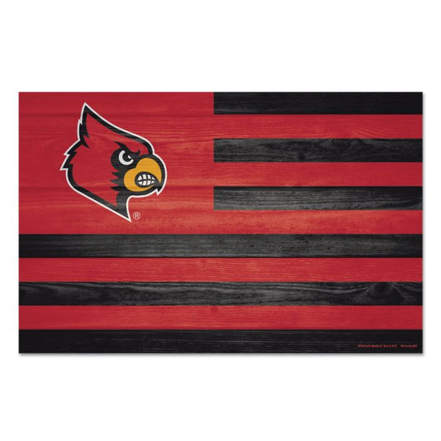 Letrero de madera de los Louisville Cardinals AMERICANA de 11" x 17" y 1/4" de grosor