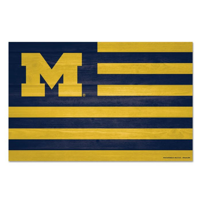 Letrero de madera de los Michigan Wolverines AMERICANA de 11" x 17" y 1/4" de grosor