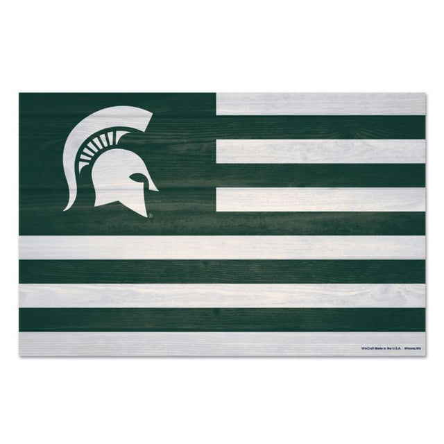 Michigan State Spartans AMERICANA Wood Sign 11" x 17" 1/4" thick