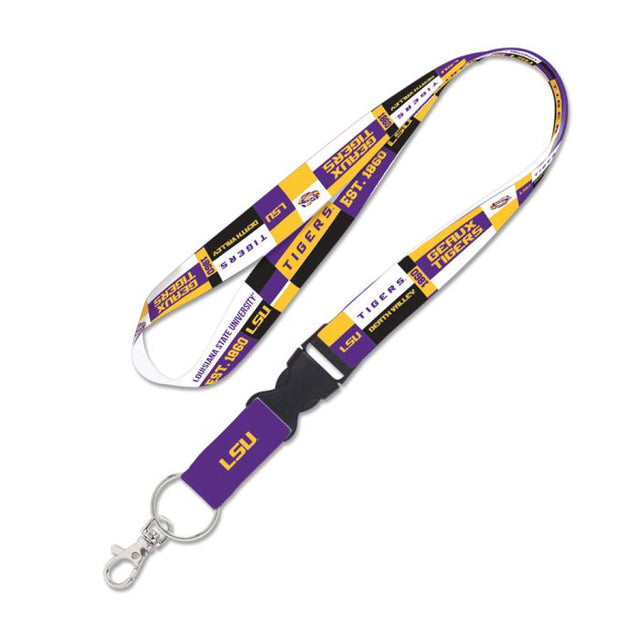 LSU Tigers COLOR BLOCK Lanyard w/detachable buckle 1"