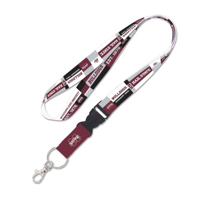 Mississippi State Bulldogs COLOR BLOCK Lanyard w/detachable buckle 1"