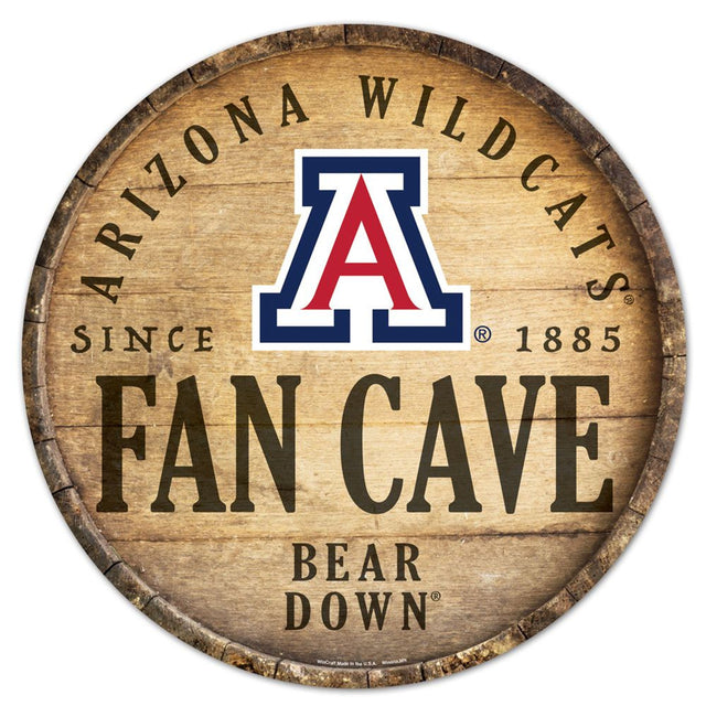 Letrero de madera de los Arizona Wildcats de 14" con diseño de barril redondo