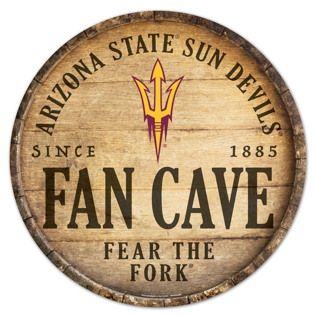 Letrero de madera de los Arizona State Sun Devils de 14" con diseño de barril redondo