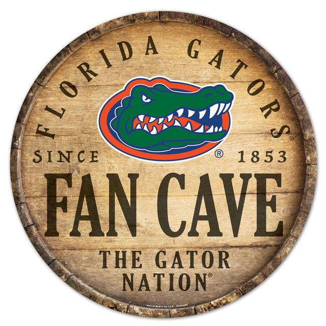 Letrero de madera de los Florida Gators de 14" con tapa de barril redonda