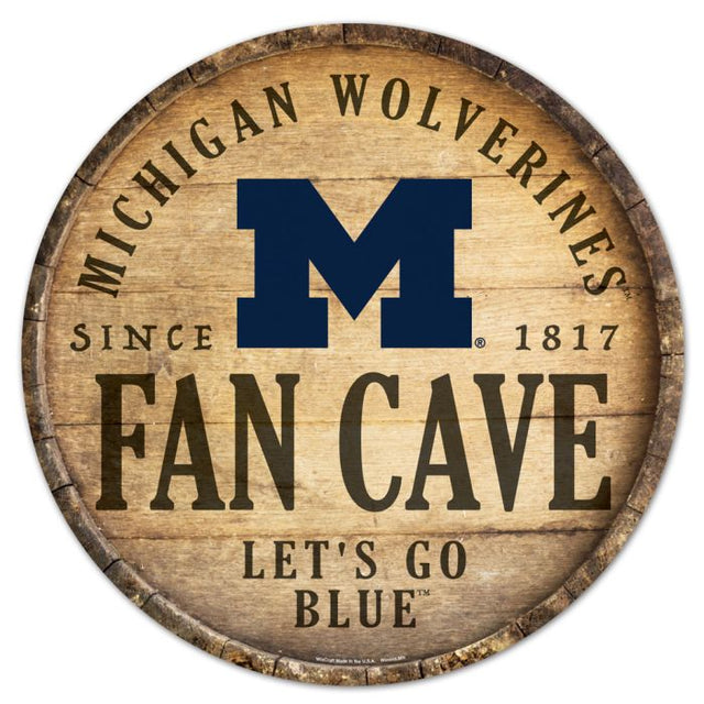 Letrero de madera de los Wolverines de Michigan, 14" redondo