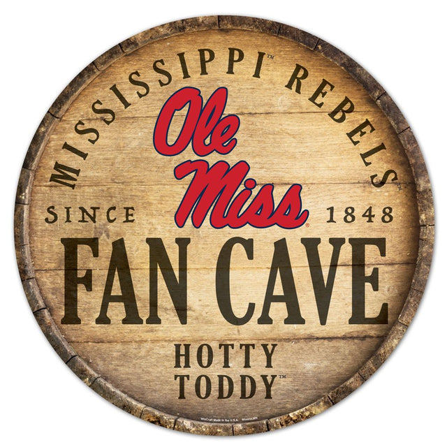 Mississippi Rebels Sign Wood 14" Round Barrel Top Design