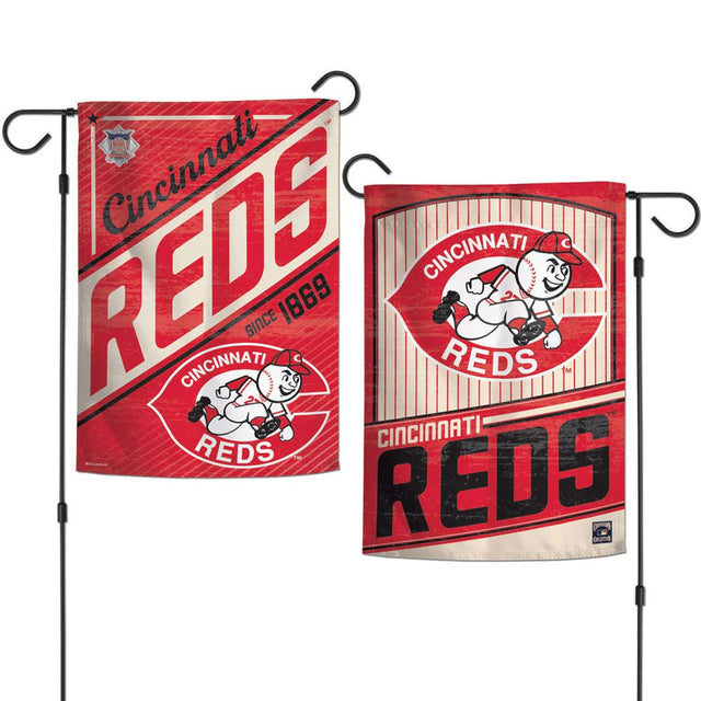 Bandera de los Cincinnati Reds de 12 x 18, estilo jardín, de 2 lados, Cooperstown