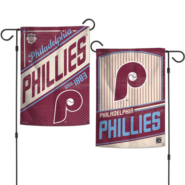 Bandera de los Philadelphia Phillies de 12 x 18 pulgadas, estilo jardín, de 2 lados, Cooperstown