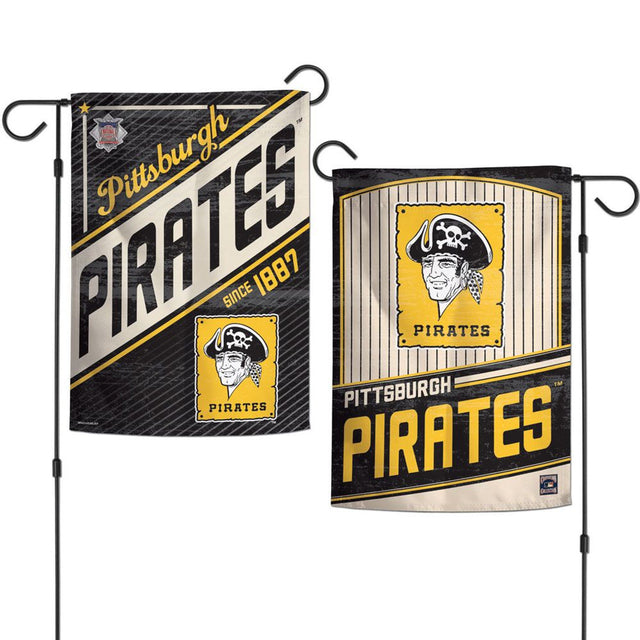 Bandera de los Piratas de Pittsburgh de 12 x 18 pulgadas, estilo jardín, de 2 lados, Cooperstown