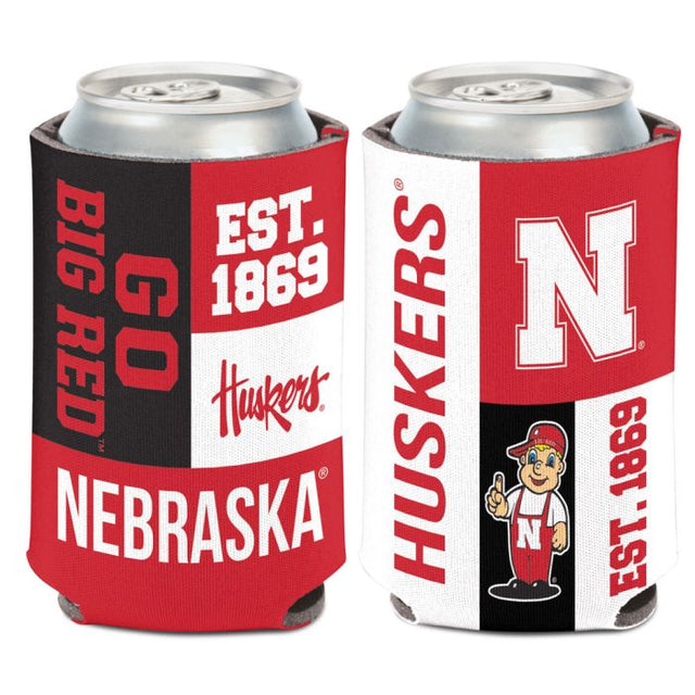 Enfriador de lata con bloques de colores de Nebraska Cornhuskers, 12 oz.