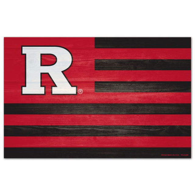 Rutgers Scarlet Knights AMERICANA Wood Sign 11" x 17" 1/4" thick