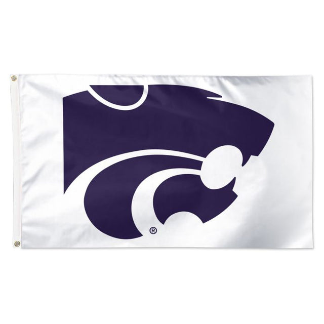 Bandera de lujo de los Kansas State Wildcats, color alternativo 2, color blanco, 3 pies x 5 pies