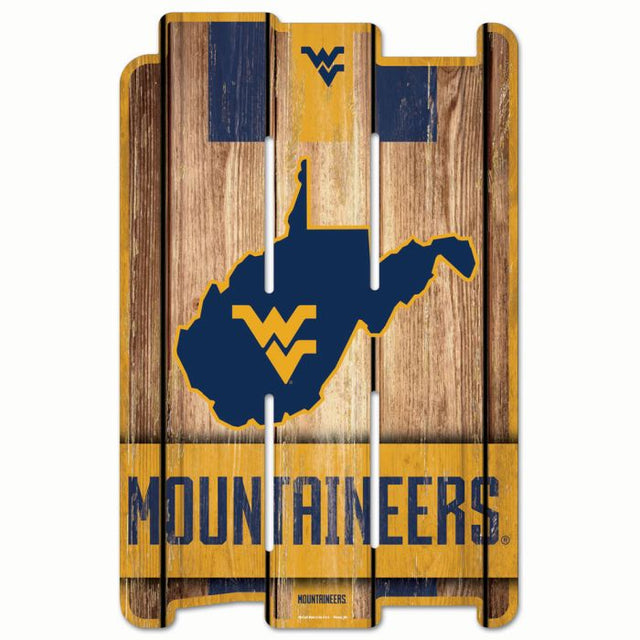 Letrero de madera con forma de tablón de West Virginia Mountaineers Letrero de madera para cerca