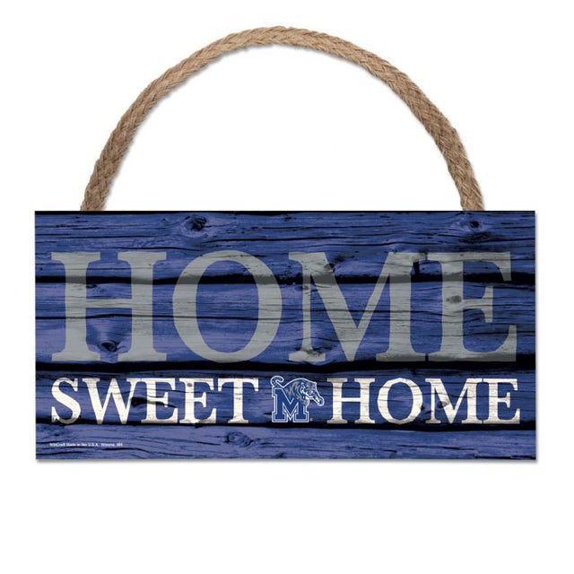 Letrero de madera con cuerda de los Memphis Tigers HOME SWEET HOME de 5" x 10"