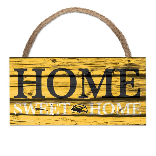 Southern Miss Golden Eagles HOME SWEET HOME Wood Sign w/Rope 5" x 10"