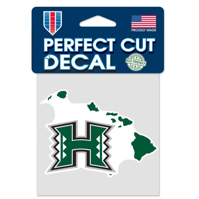 Hawaii Warriors STATE SHAPE Perfect Cut Color Decal 4" x 4"