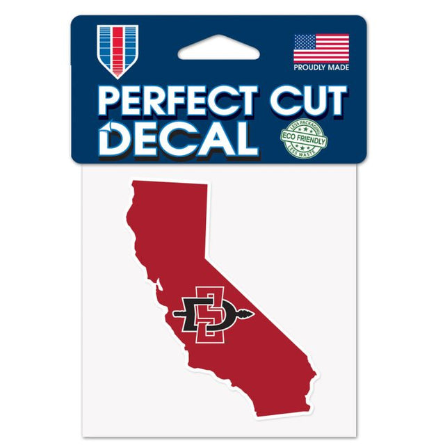 Calcomanía de color de corte perfecto con forma de estado de los San Diego State Aztecs de 4" x 4"