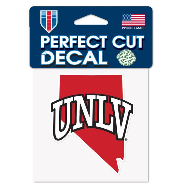 Calcomanía de color de corte perfecto con forma de estado de UNLV Rebels de 4" x 4"