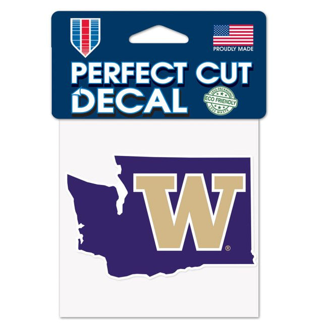 Washington Huskies STATE SHAPE Perfect Cut Color Decal 4" x 4"