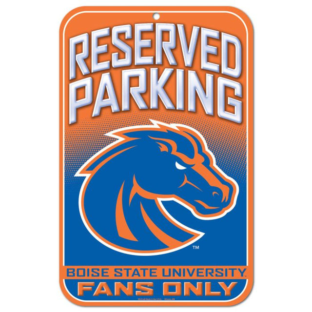 Letrero de plástico de estacionamiento reservado de los Boise State Broncos de 11" x 17"