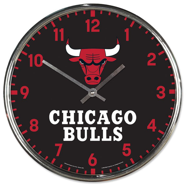 Chicago Bulls Clock Round Wall Style Chrome