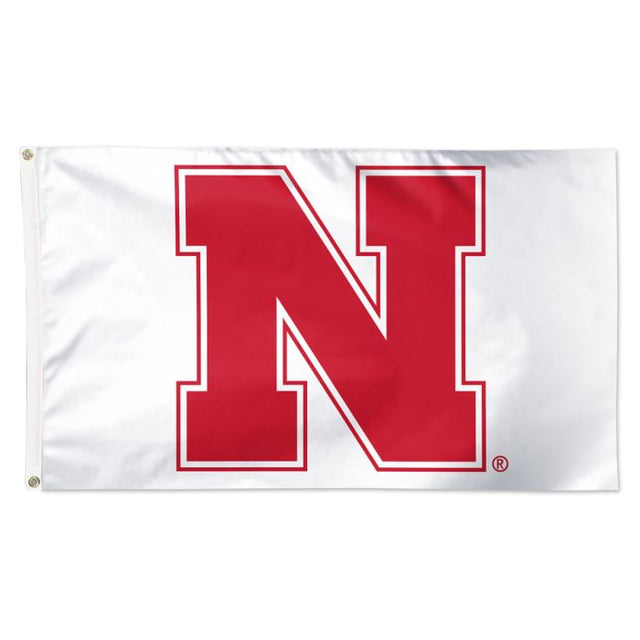 Bandera blanca de los Nebraska Cornhuskers, de lujo, 3 x 5 pies