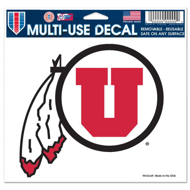 Utah Utes Multi-Use Decal -Clear Bckrgd 5" x 6"