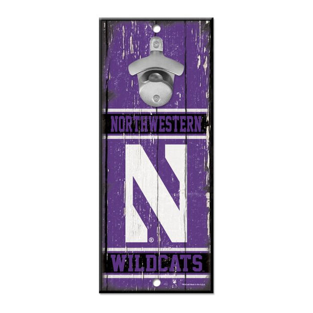 Northwestern Wildcats Bottle Opener Sign 5x11