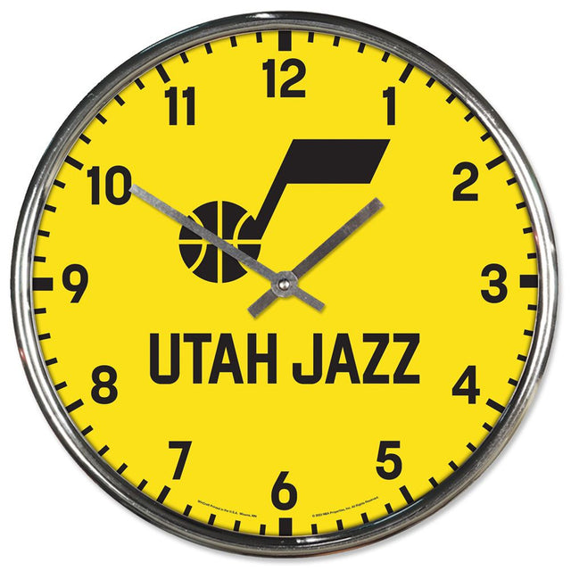 Reloj de pared redondo Utah Jazz cromado