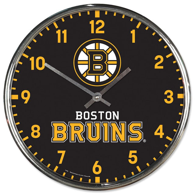 Reloj de pared redondo cromado de los Boston Bruins