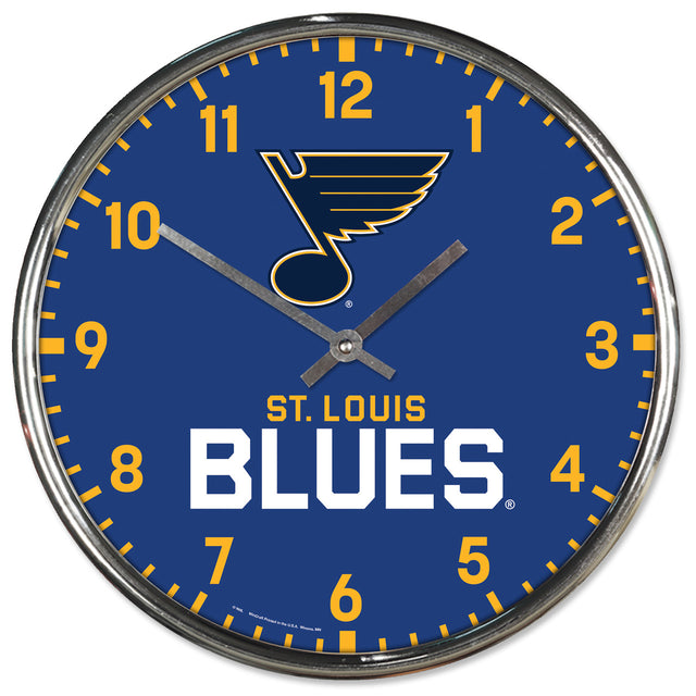 St. Louis Blues Clock Round Wall Style Chrome