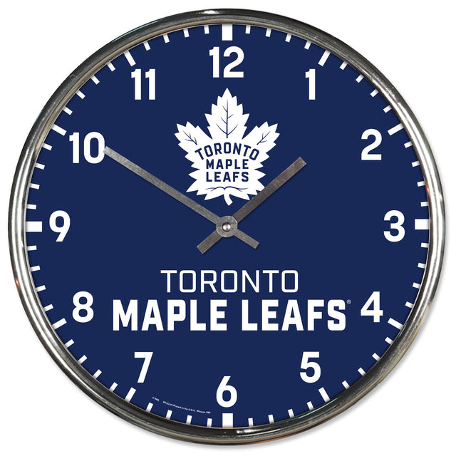 Reloj de pared redondo cromado de los Toronto Maple Leafs