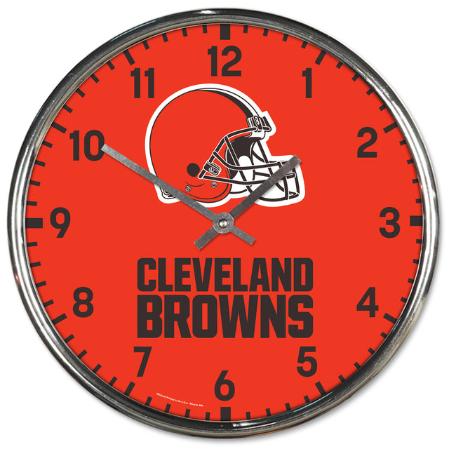 Reloj de pared redondo cromado de los Cleveland Browns