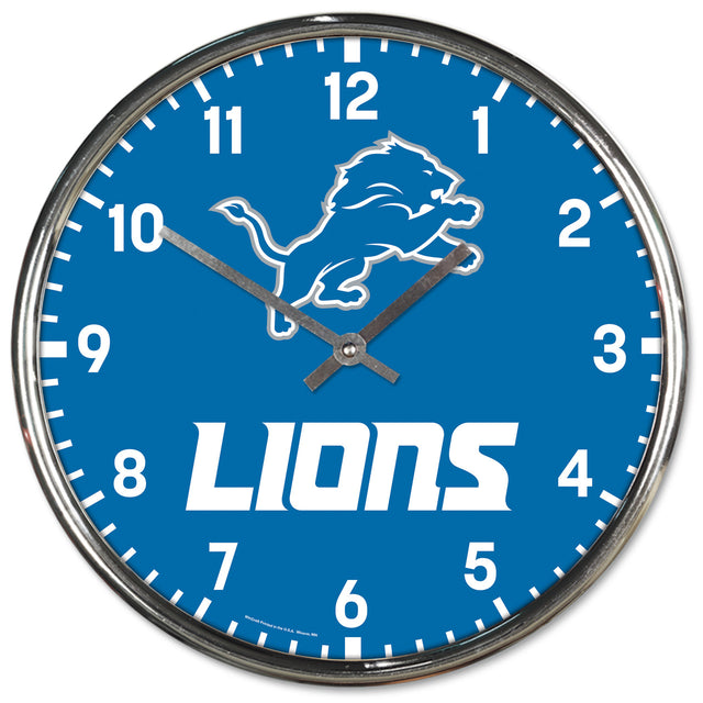 Reloj de pared redondo cromado de los Detroit Lions