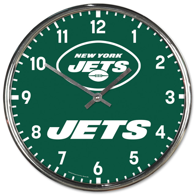 Reloj de pared redondo cromado de los New York Jets