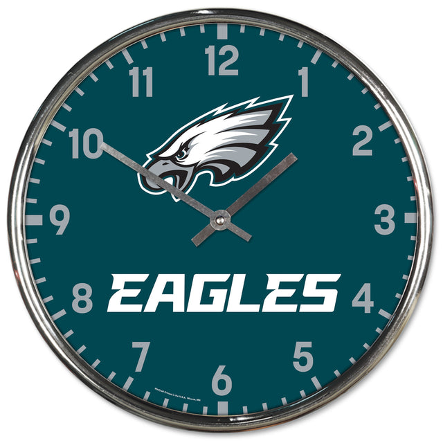 Reloj de pared redondo cromado de los Philadelphia Eagles