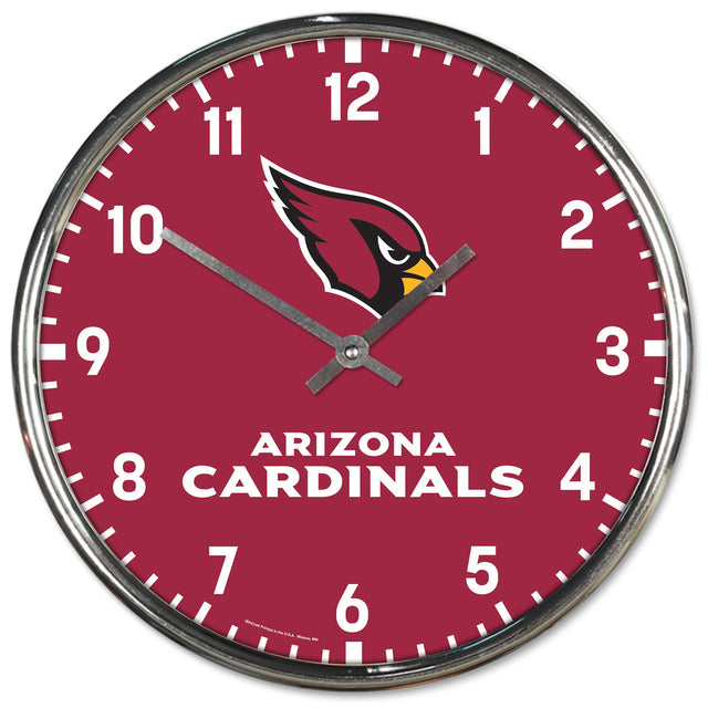 Reloj de pared redondo cromado de los Cardenales de Arizona