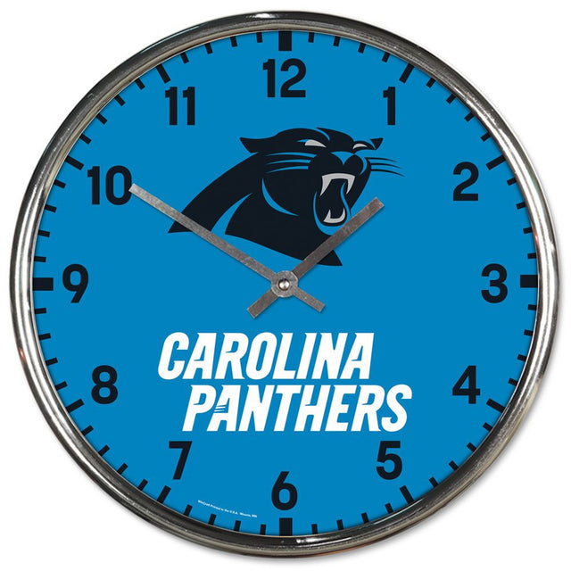 Reloj de pared redondo cromado de los Carolina Panthers