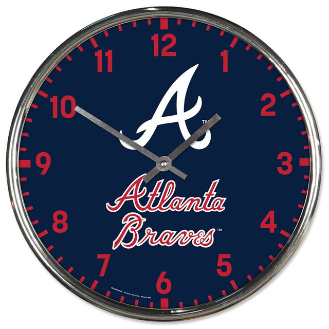 Reloj de pared redondo cromado de los Atlanta Braves