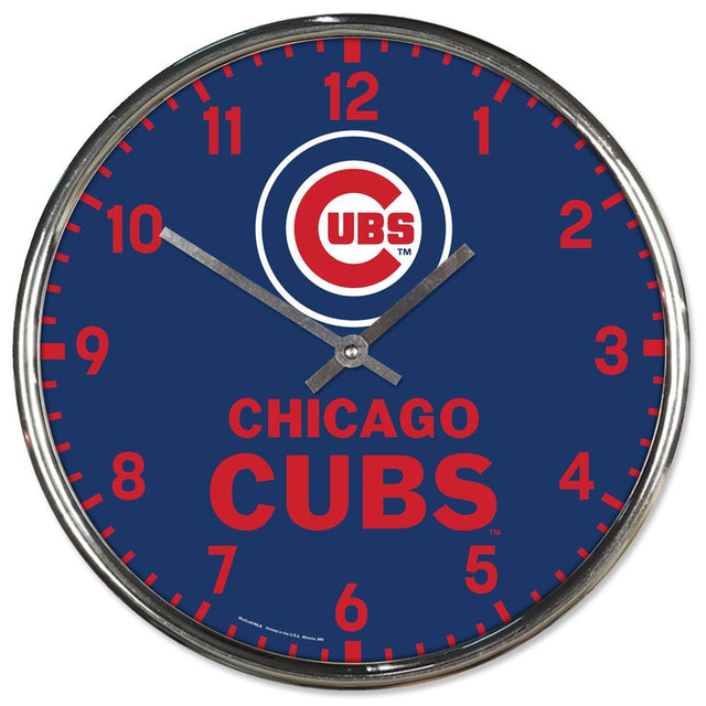 Chicago Cubs Round Chrome Wall Clock