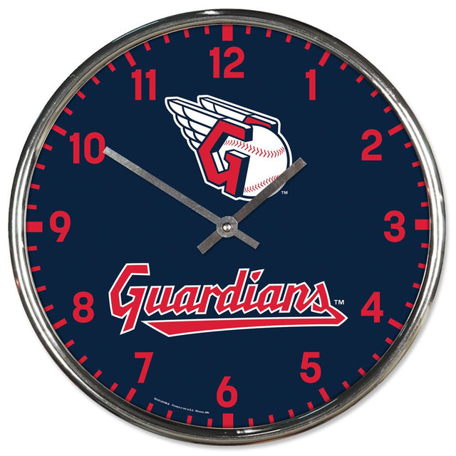 Reloj de pared redondo cromado de los Cleveland Guardians