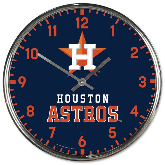 Reloj redondo de pared cromado de los Houston Astros