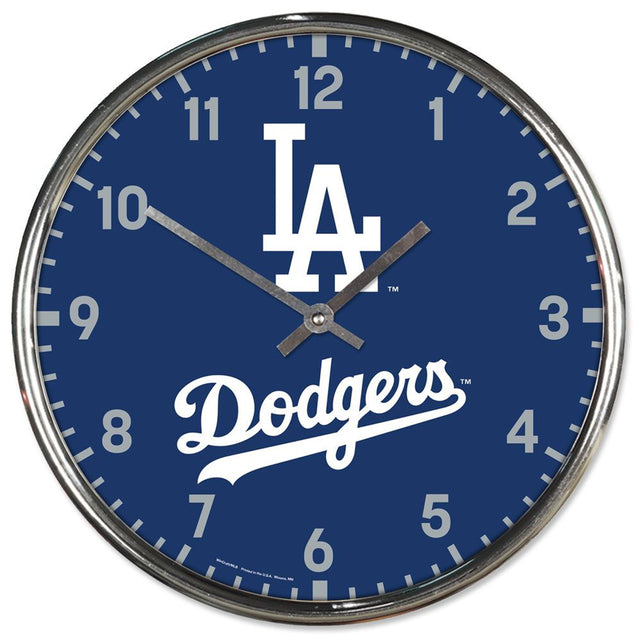 Reloj de pared redondo cromado de Los Angeles Dodgers