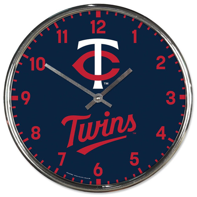 Reloj de pared redondo cromado de los Minnesota Twins