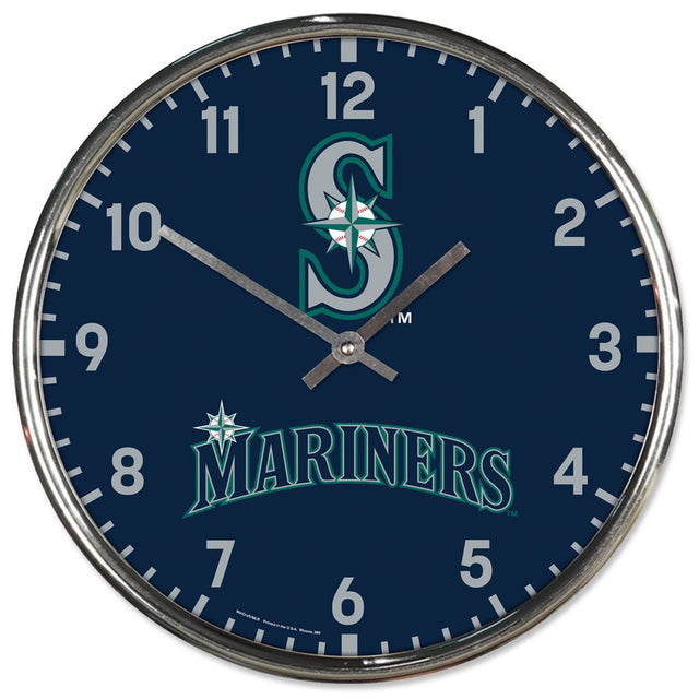 Reloj de pared redondo cromado de los Seattle Mariners