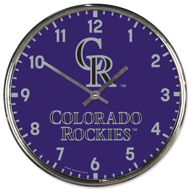 Reloj de pared redondo cromado de los Colorado Rockies