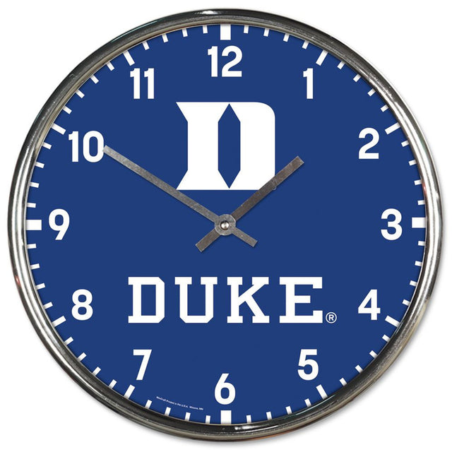 Reloj de pared redondo cromado Duke Blue Devils