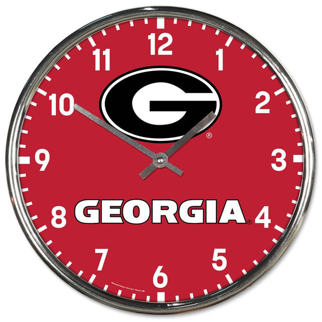 Reloj de pared redondo de los Georgia Bulldogs, cromado