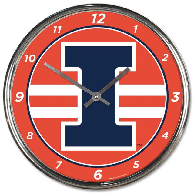 Illinois Fighting Illini Chrome Clock